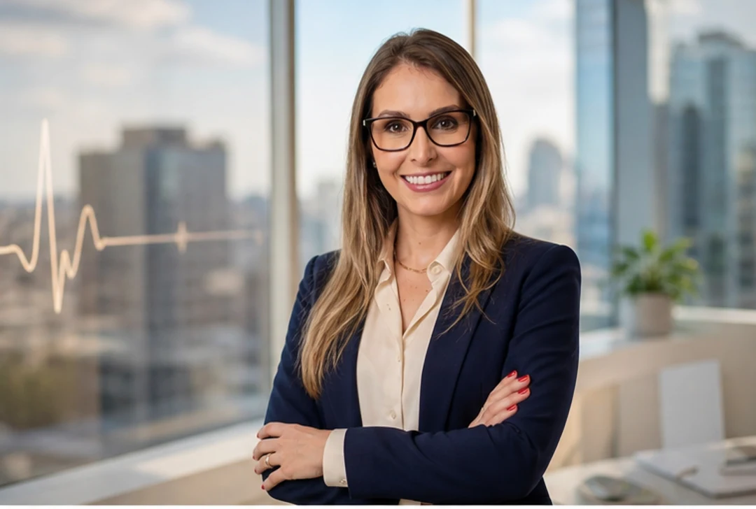 Dra. Karina de Andrade em consultório em Porto Alegre